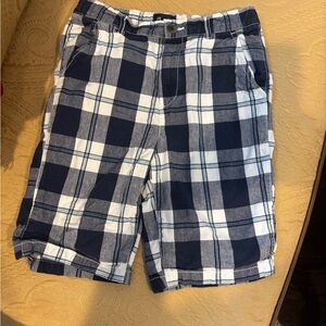 Kids Blue and White Plaid Shorts
